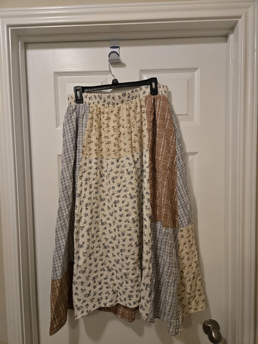 Polagram Patchwork Maxi Skirt in Cream, Brown and Blue - Picture 5 of 7